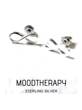 Moodtherapy Sterling Silver Handcrafted Infinity Stud Earrings 925 NEW